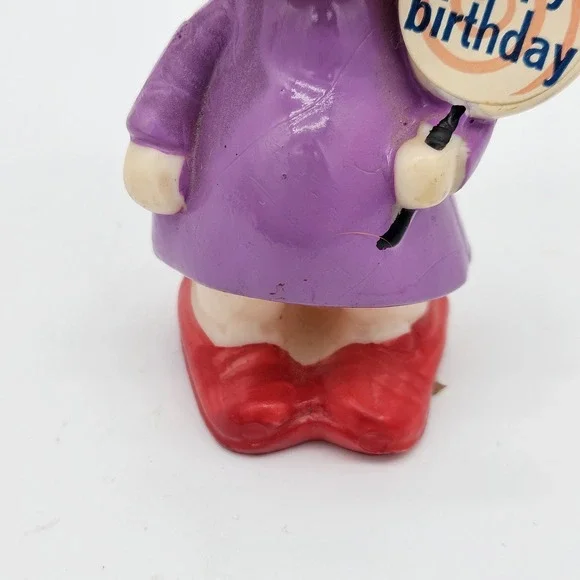 Vintage 1970 It's The Berries Happy Birthday Figurine. Purple Dress/Orange Hair. - Picture 3 of 8